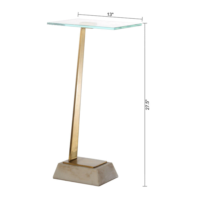 Golden Square Side Table with Marble Base - ParrotUncle
