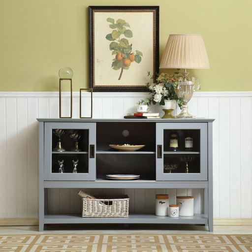 Gray MDF Console Cabinet with Sliding Door - ParrotUncle