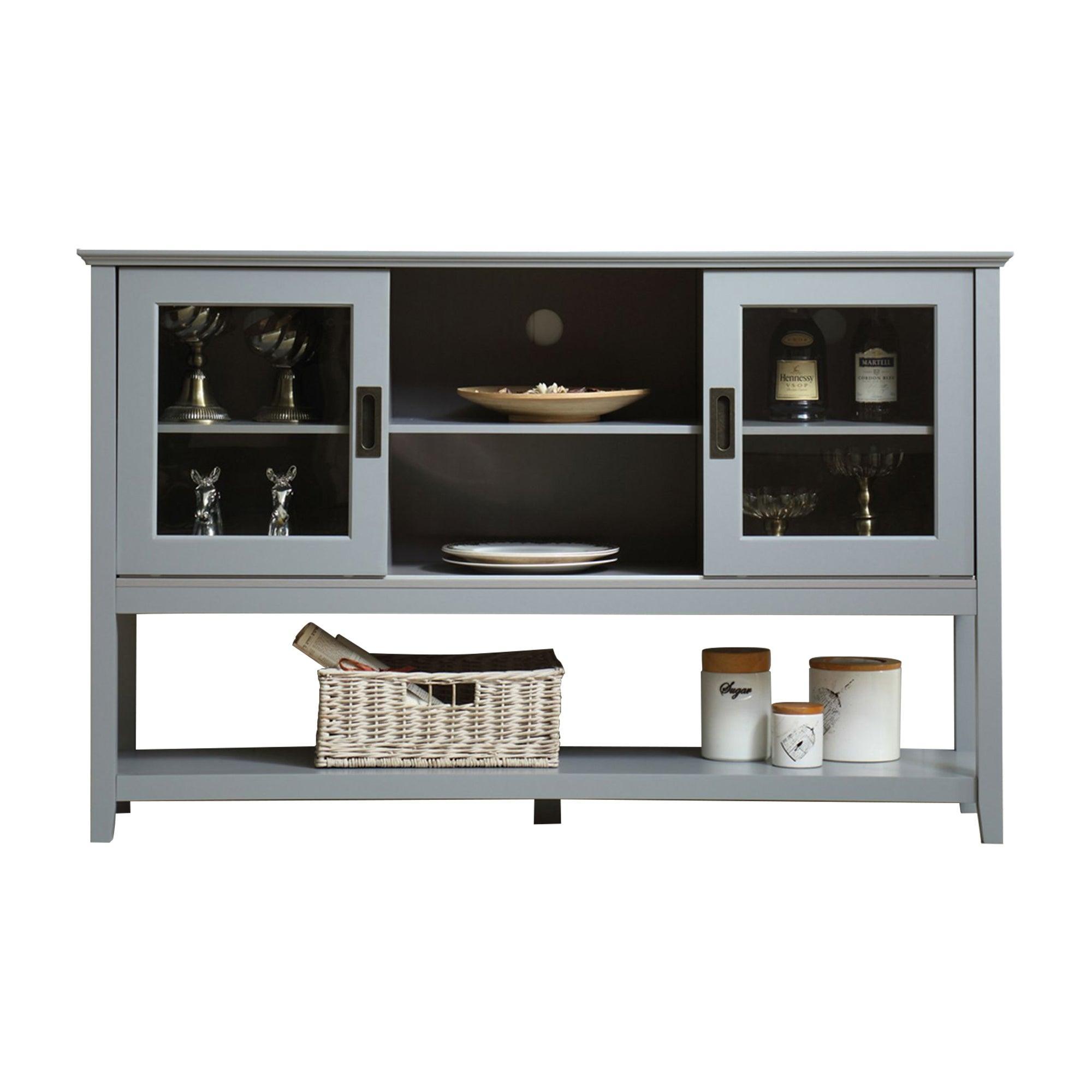 Gray MDF Console Cabinet with Sliding Door - ParrotUncle