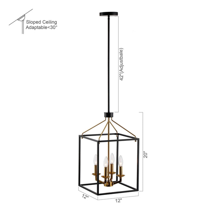 Haymarket 4-Light Matt Black and Golden Caged Chandelier - ParrotUncle