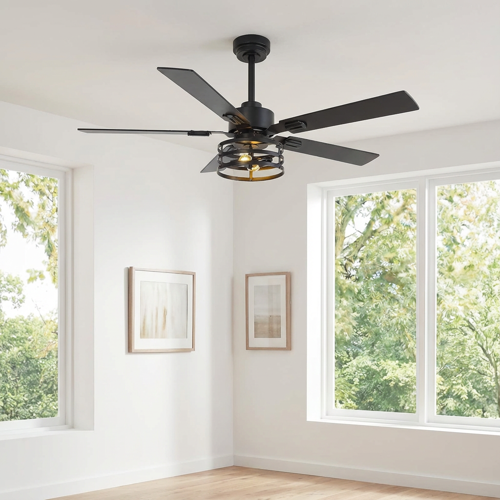 Ventilador de techo industrial Vaczon de 52 pulgadas con motor de CC, luz y control remoto