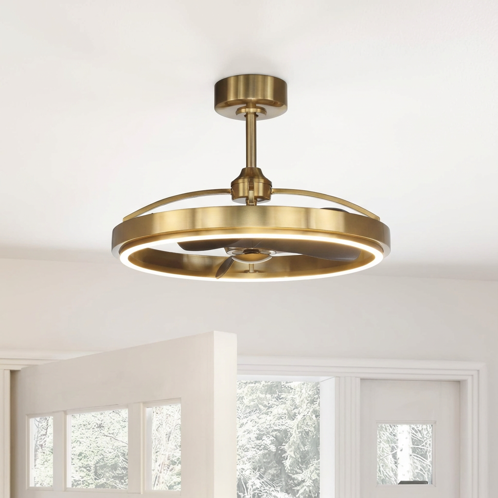 27" Arthur Industrial DC Motor Downrod Mount Ceiling Fan with Lighting and Remote Control