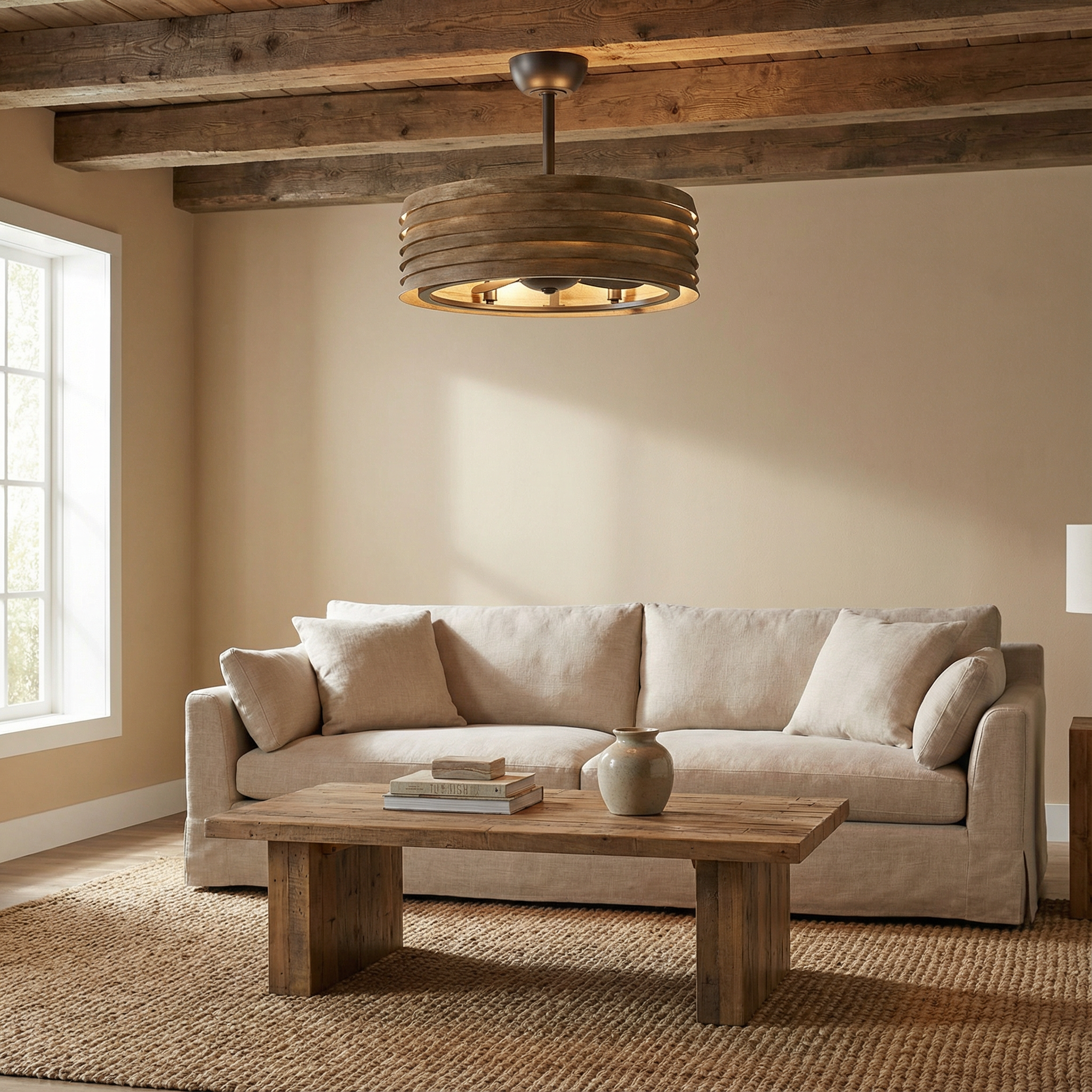 24" Farmhouse DC Motor Downrod Mount Reversible Fandelier Ceiling Fan with Lighting and Remote Control