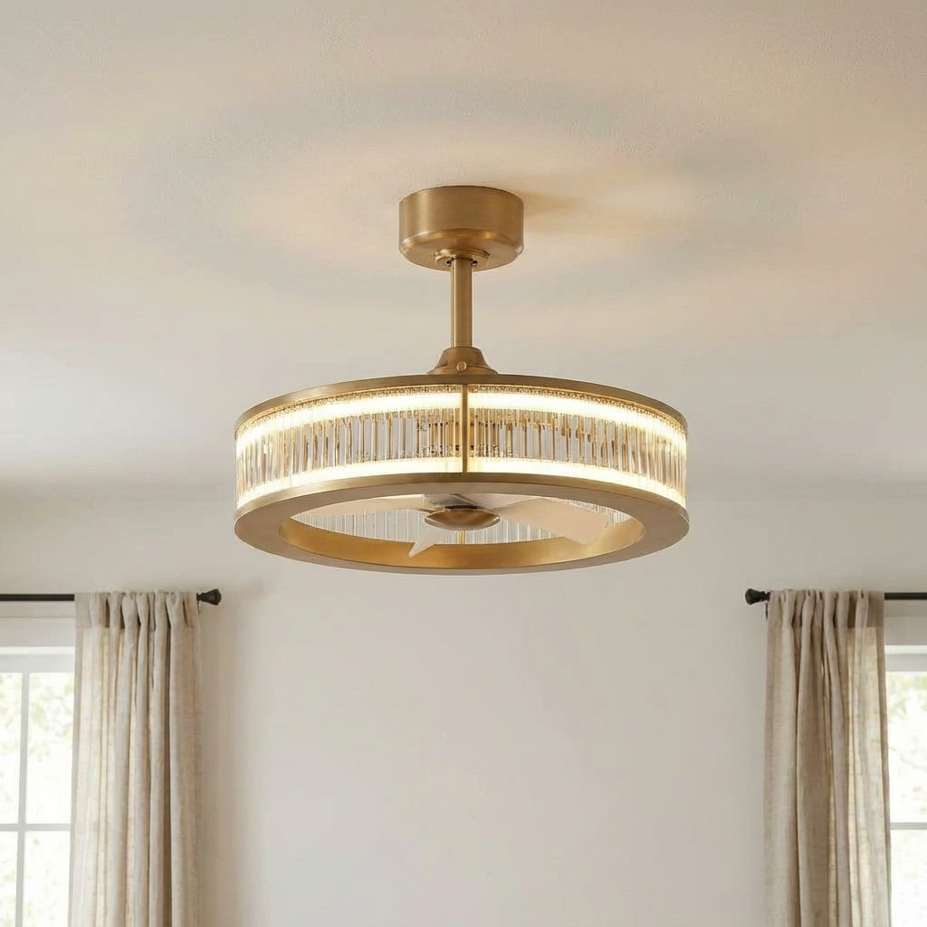 Perimost 29 Inch Lynn Golden Downrod Mount Luxury Fandelier with Remote Control