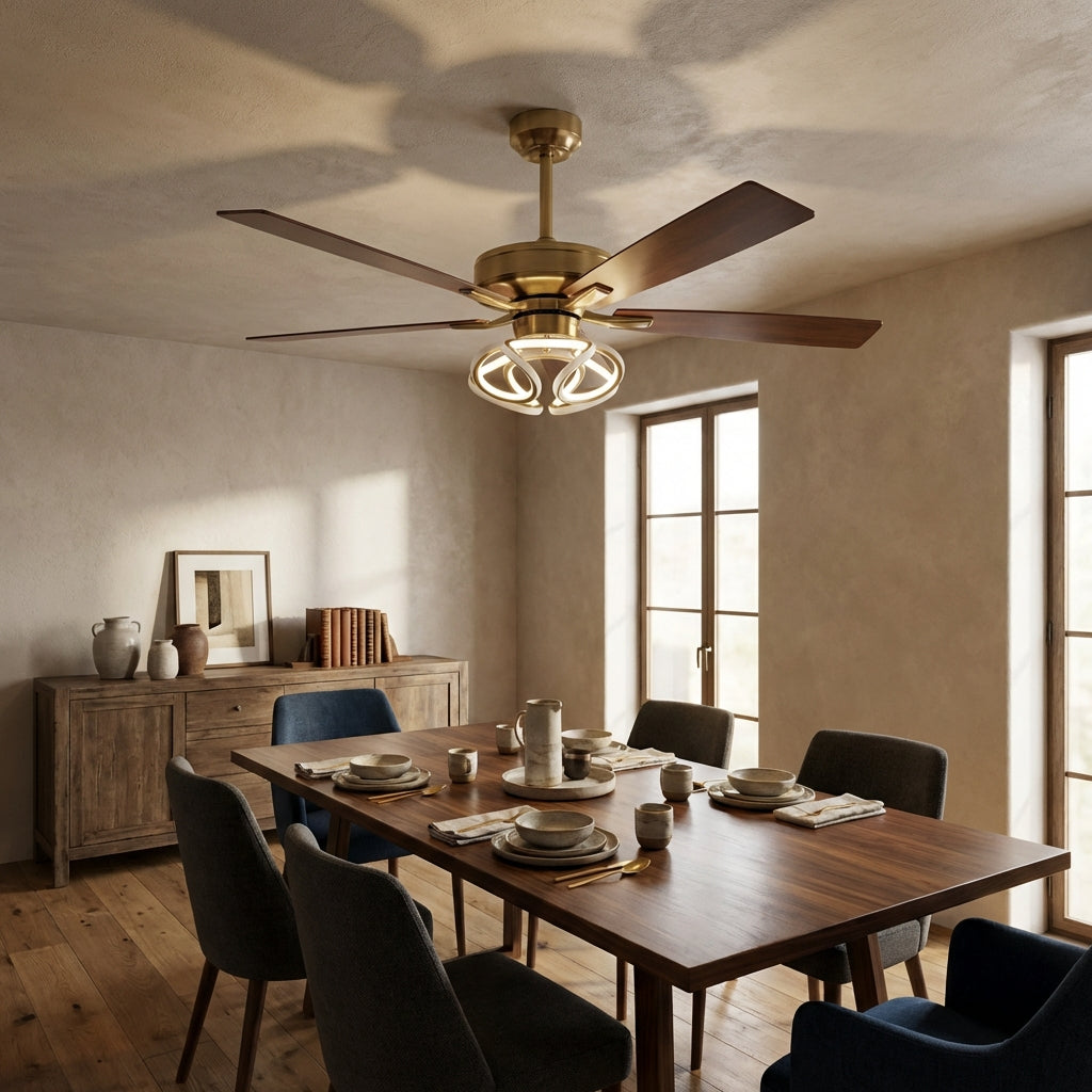 52 Inch Boyd Antique-bronze Golden Downrod Mount RGB LED Smart Fan