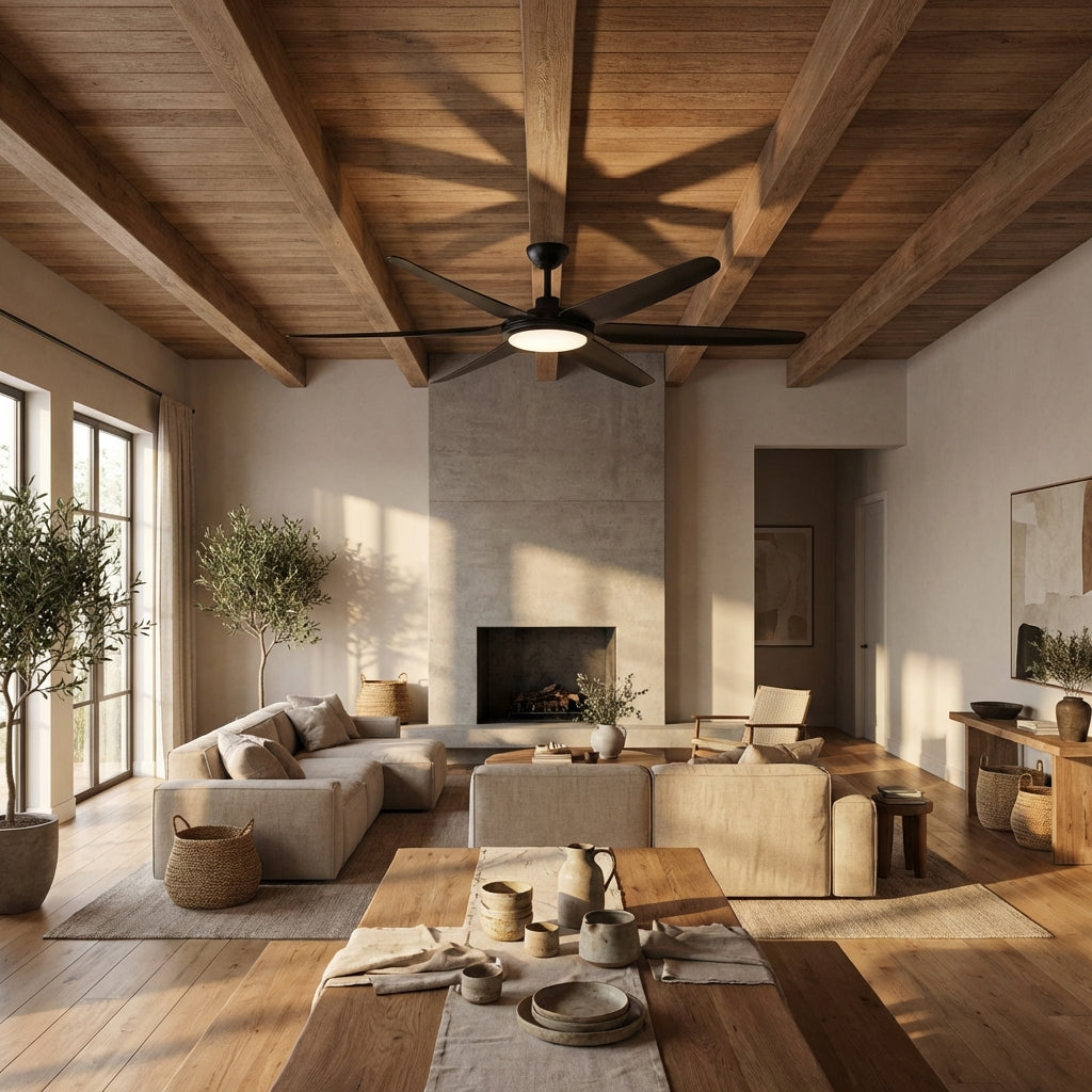 65" Industrial DC Motor Downrod Mount Ceiling Fan with Lighting and Remote Control