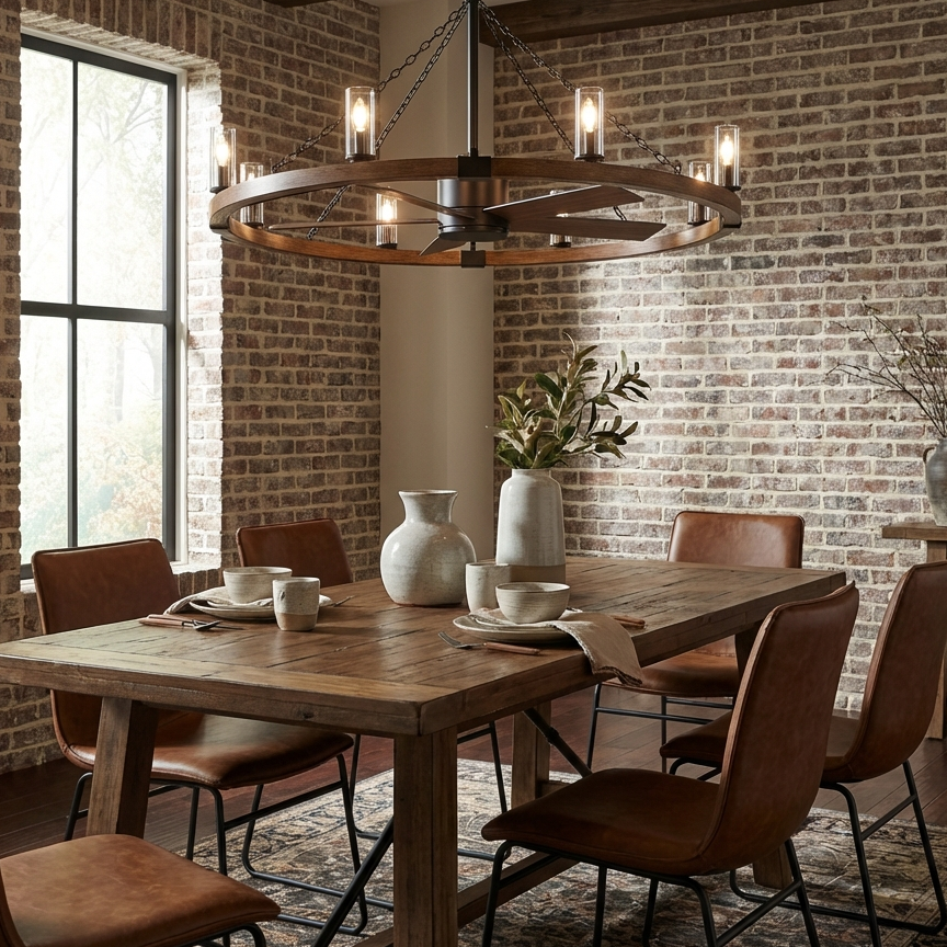 52 Inch Amelia Black Industrial Fandelier with Light and Remote Control