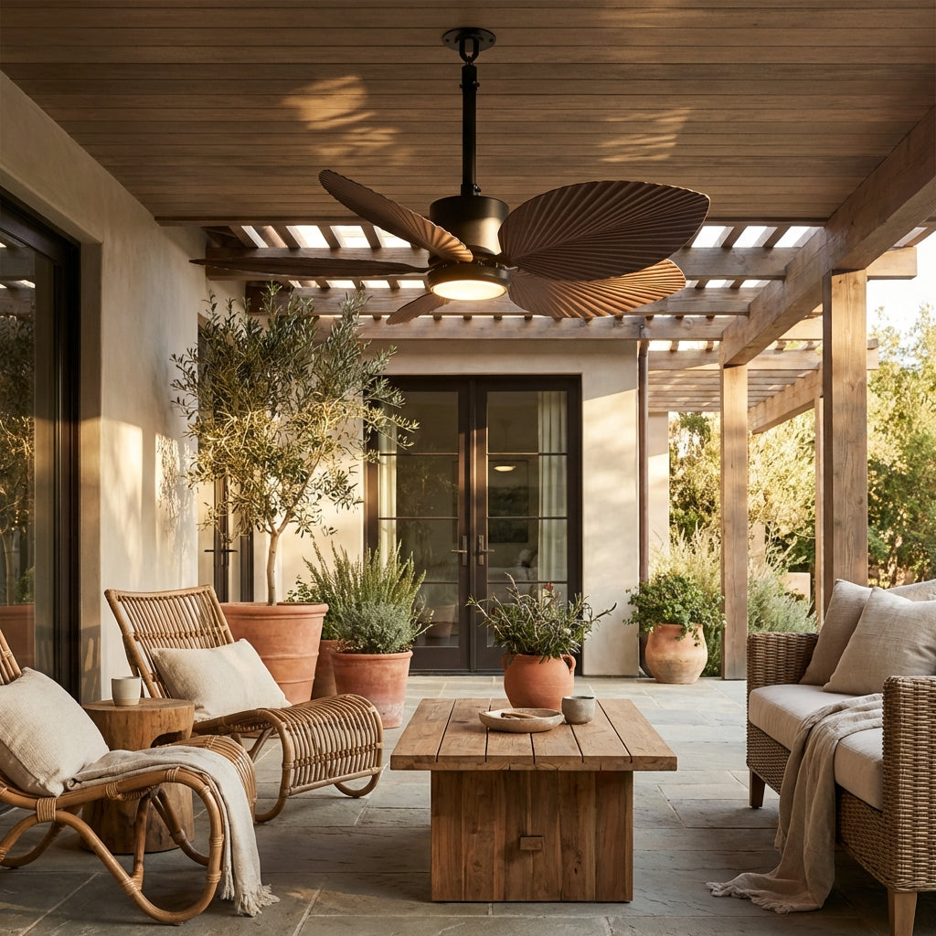 42 Inch Wythe IPX5 Outdoor Hanging Buckle Downrod LED Fan with Remote Control