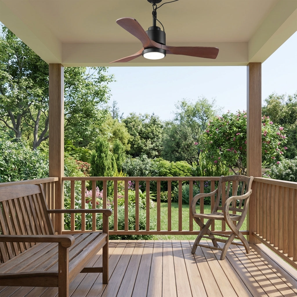 Vaczon 42 Inch IP54 Outdoor Hanging Buckle Downrod LED Fan with APP & Remote Control