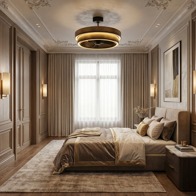 Perimost 32 Inch Eartha Antique Bronze Downrod Mount Luxury Fandelier with Light and Remote Control