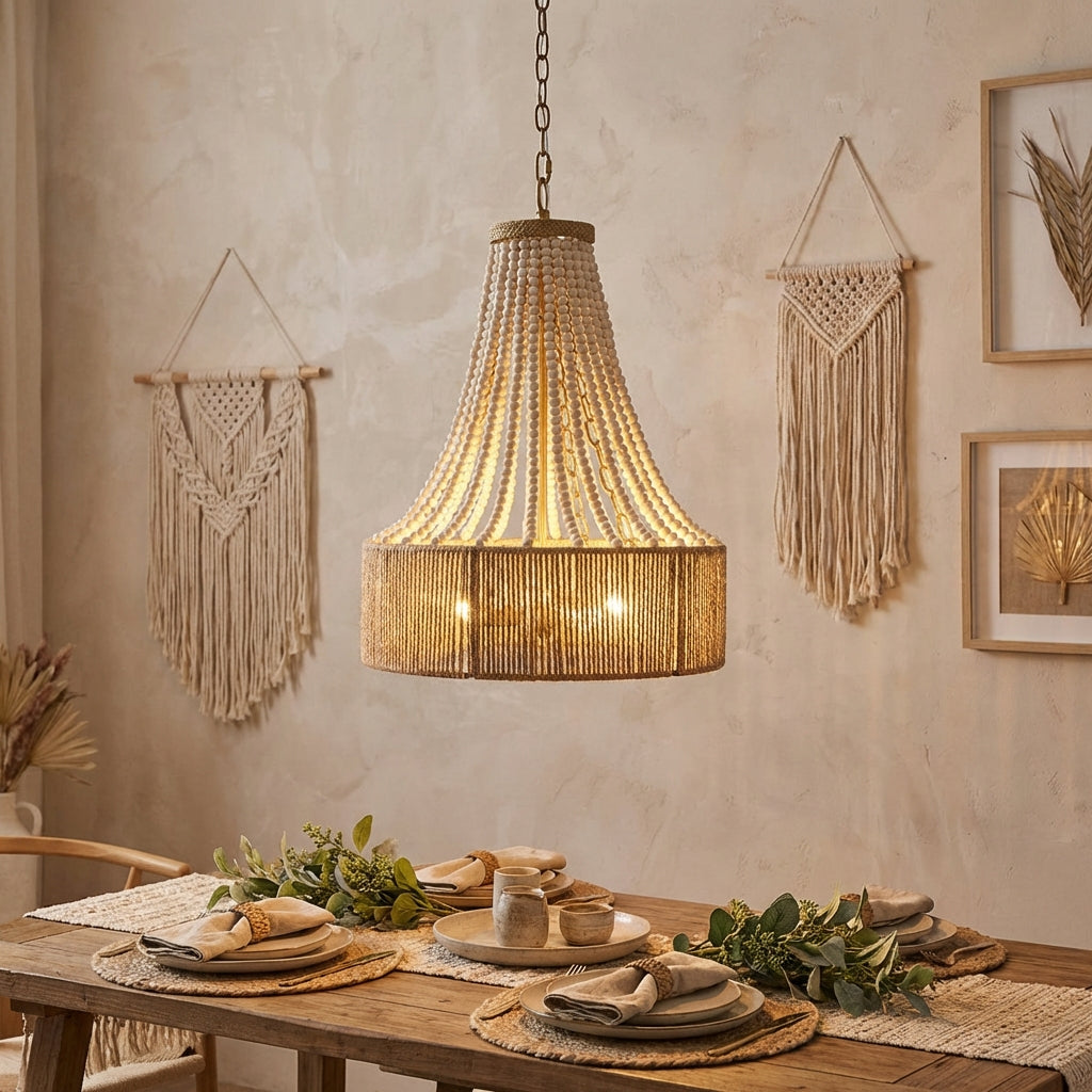 4-Light Golden Bohemian Dry Rated Chandelier