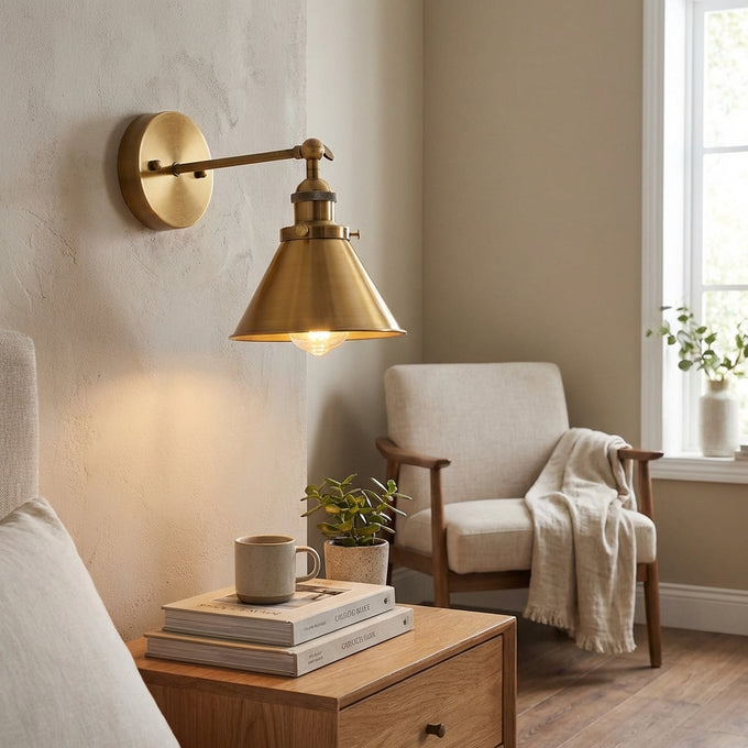 1-Light Rhem Brass Wall Sconce Light