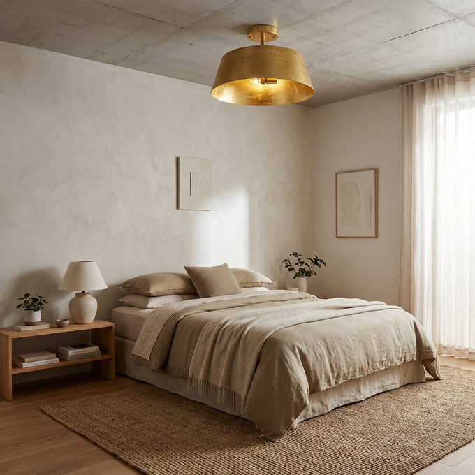 3-Light Golden Semi Flush Mount Lighting