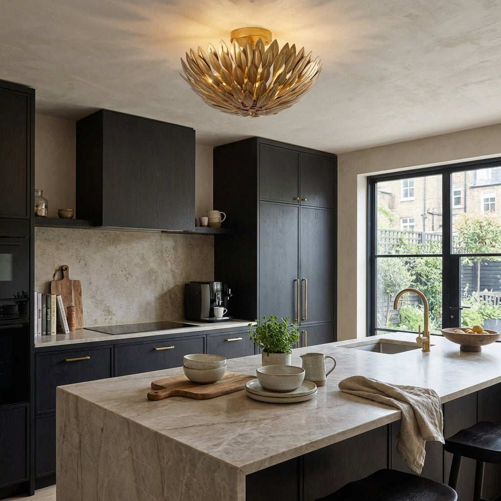 16 Inch 3-Light Farmhouse Golden Semi-Flush Mount Ceiling Lighting