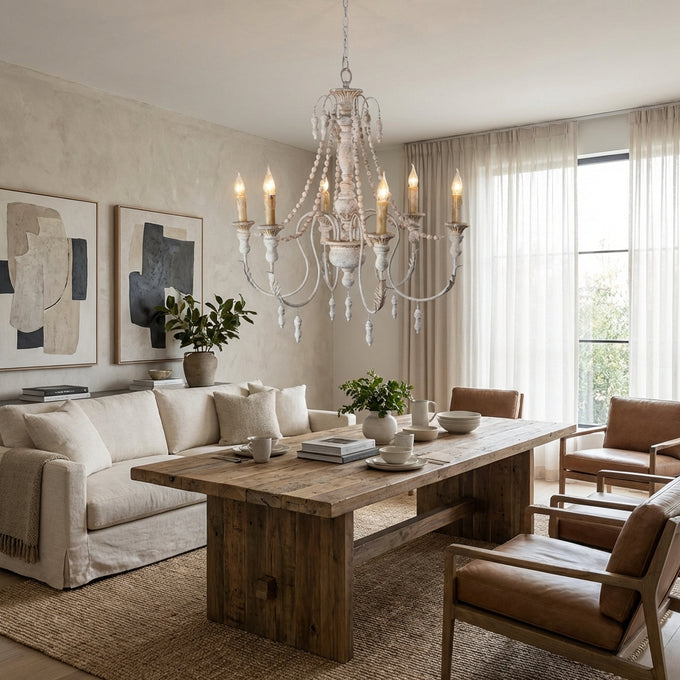 Billiter 6 Light Wood Gray Chandelier