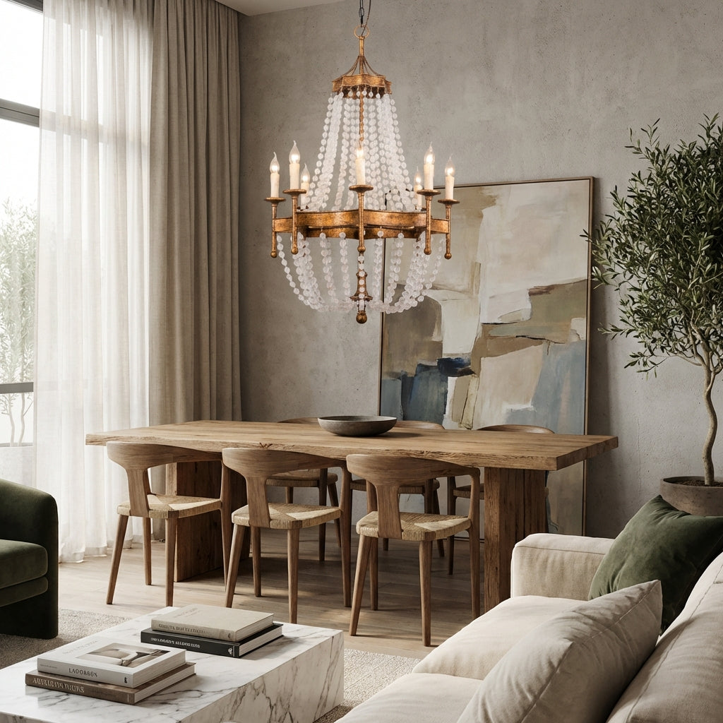 Chappell 8-Light Rustic Gold Candle Style Empire Chandelier