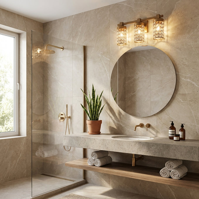 3-Light Modern Golden Linear Vanity Lights Wall Light