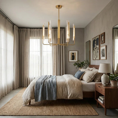 Perimost 34 Inch Faithe 6-Light Golden Luxury Chandelier