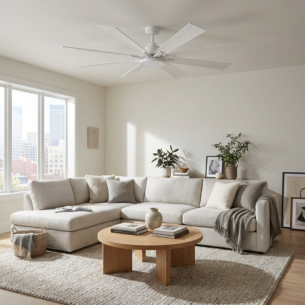 72 Inch Elbe Modern Downrod Mount Ceiling Fan with Light and Remote Control
