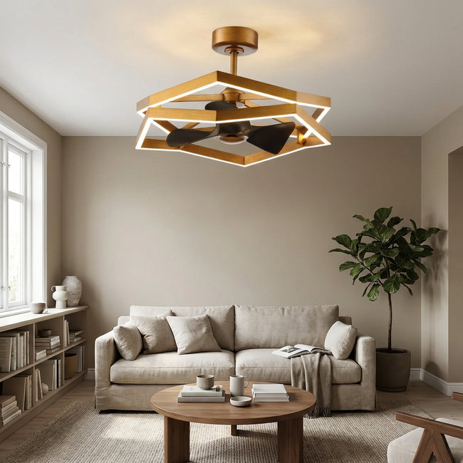 31 Inch Willie Antique Golden Luxury Fandelier with Light and Remote Control