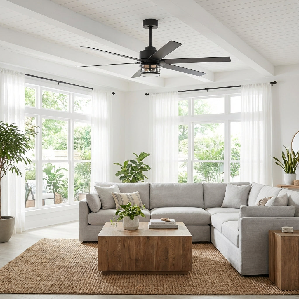 65" Modern DC Motor Downrod Mount Reversible Ceiling Fan With Lighting And Remote Control