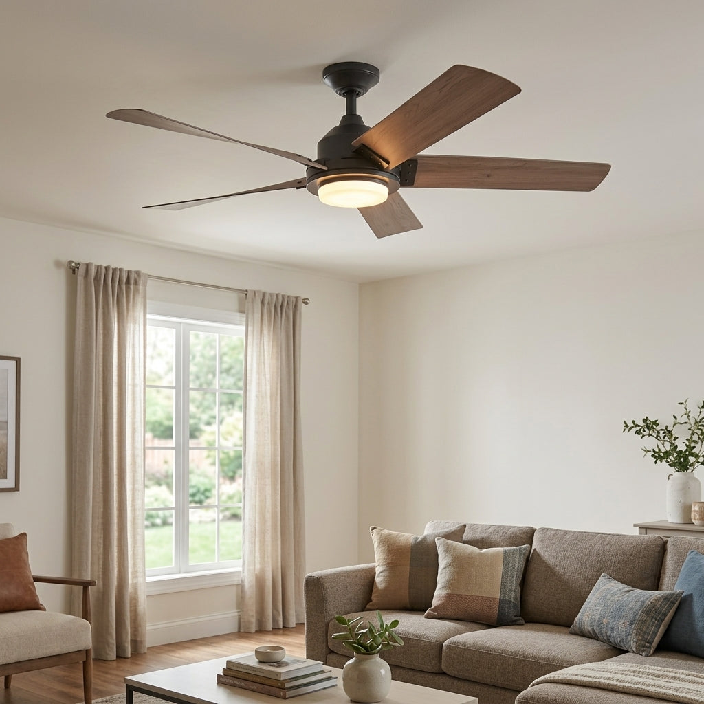 52 Inch Vita Modern Downrod Mount LED Ceiling Fan with Remote Control