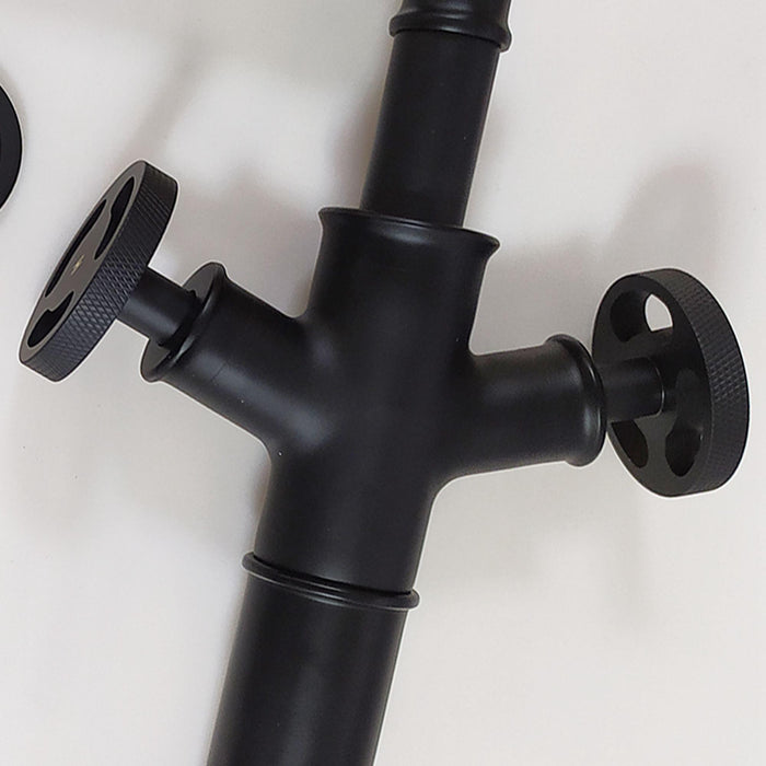 Industrial Double Handle Single Hole Bathroom Faucet in Matte Black - ParrotUncle