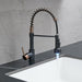 Kitchen Faucets Single Handle One Hole Matte Black and Gold Kitchen Faucet with LED Light - ParrotUncle