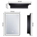 LED Rectangular Aluminum Black framed Wall mount Medicine Cabinet with Mirror 3-colors for Bathroom - ParrotUncle