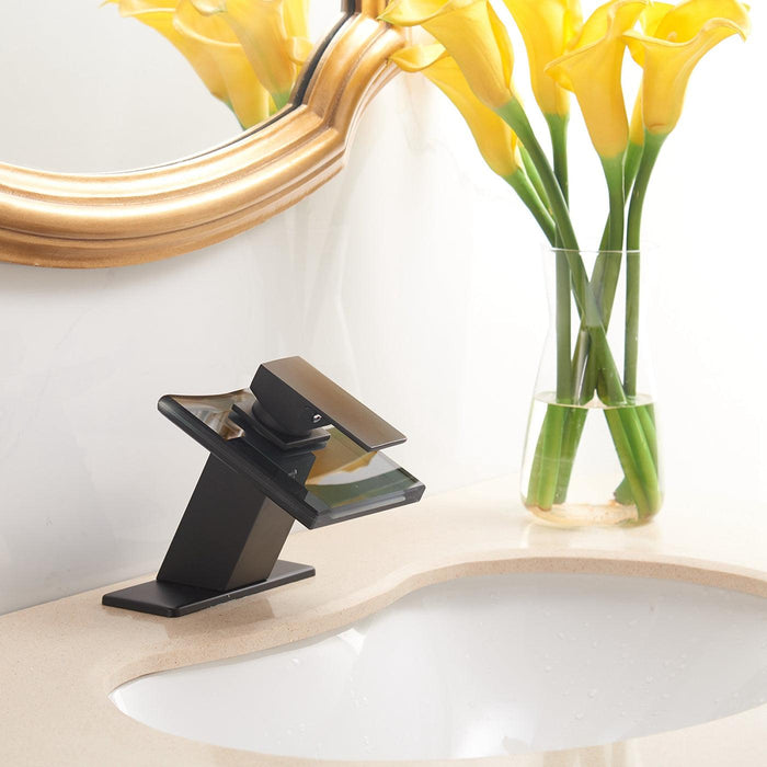 Matte Black/Brushed Nickel Single-Handle Single Hole Bathroom Vessel Sink Faucet - ParrotUncle