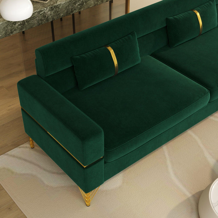 Mid-Century Modern Sofa with 2 Lumbar Pillows for Living Room - ParrotUncle