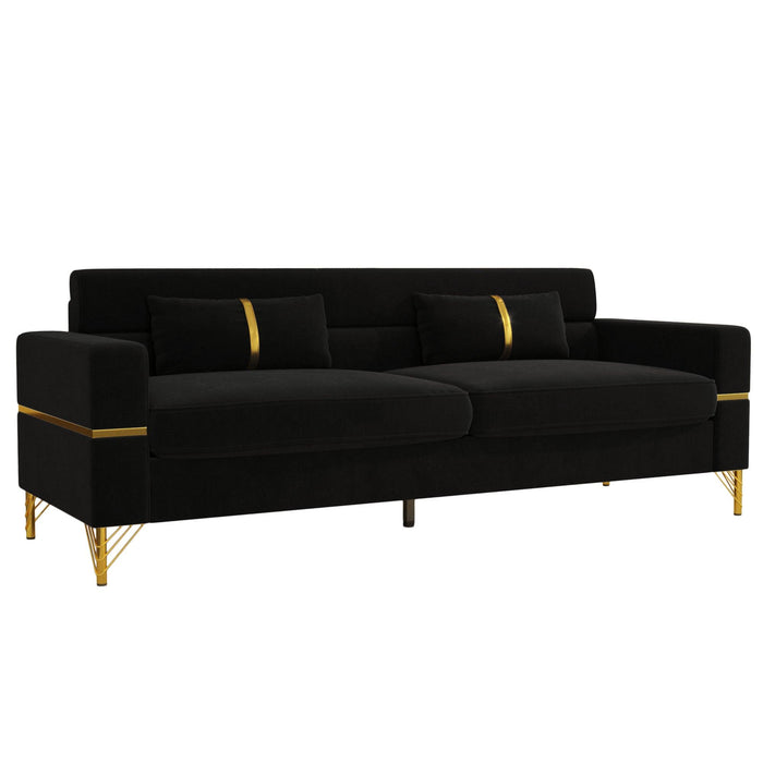 Mid-Century Modern Sofa with 2 Lumbar Pillows for Living Room - ParrotUncle
