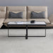 Minimalism Rectangle Coffee Table Black Metal Frame with Sintered Stone Tabletop - ParrotUncle