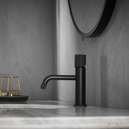 Modern Black Bathroom Ceramic Hot Cold Water Mixer Tap - ParrotUncle
