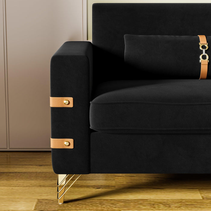 Modern Black or Green Upholstered Sofa - ParrotUncle