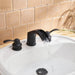 Modern Double Handle Matte Black Waterfall Bathroom Faucet with Pop-up Drain Assembly - ParrotUncle