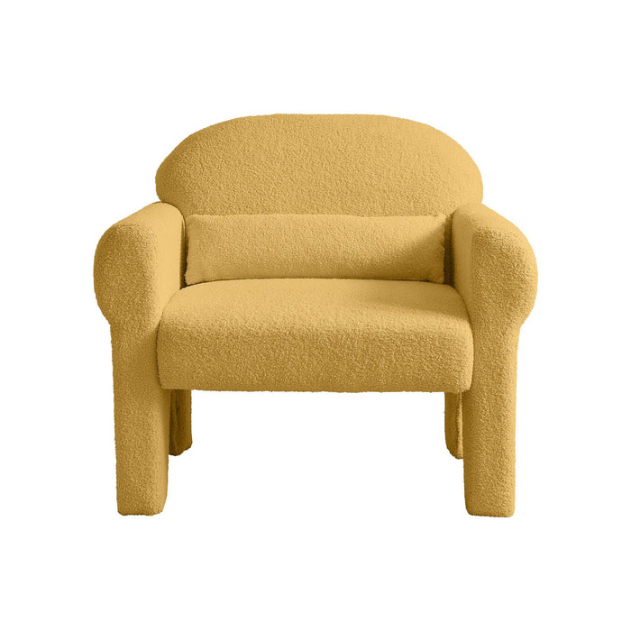 Modern Lambs Wool Fabric Accent Chair With Lumbar Pillow For Living Room - ParrotUncle
