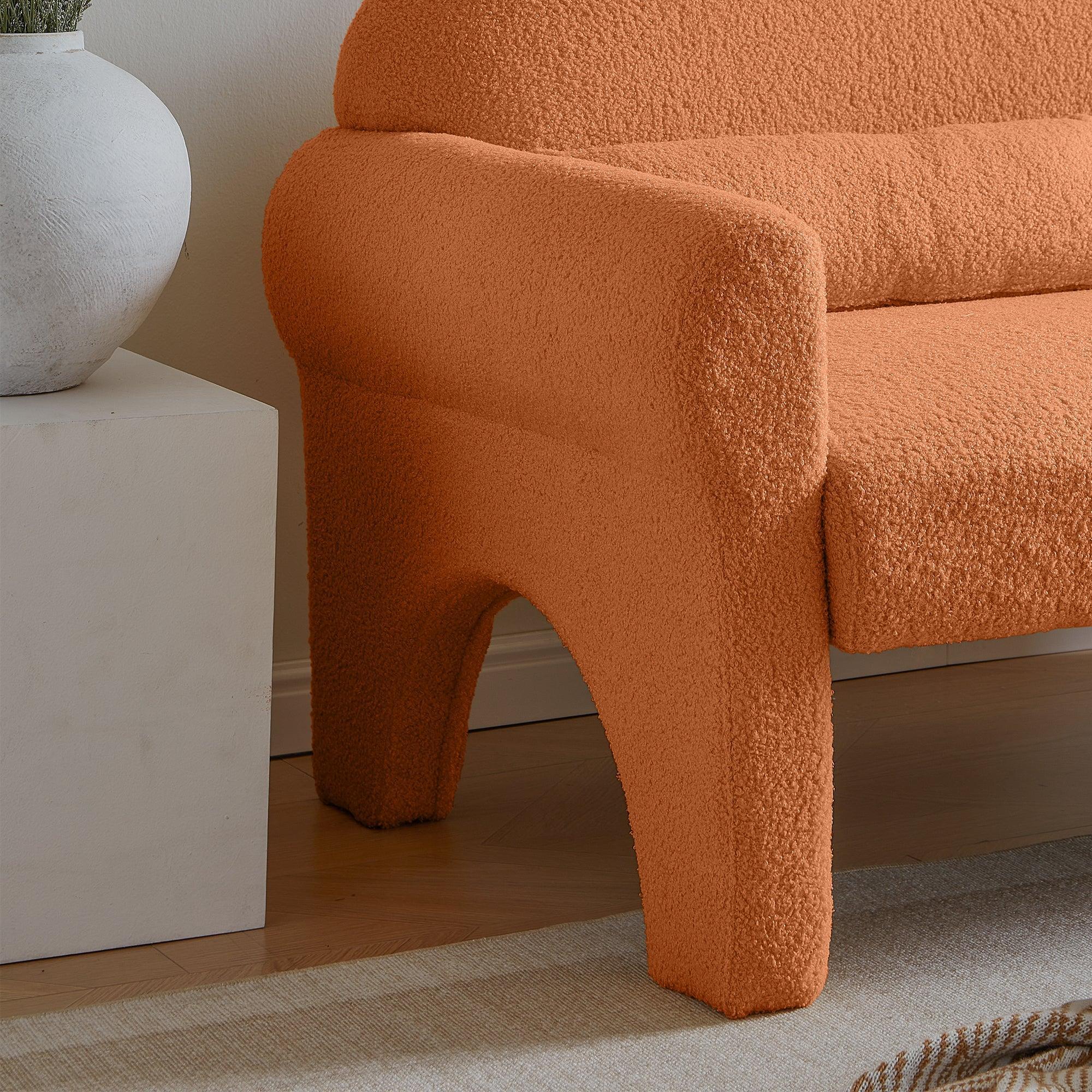 Modern Lambs Wool Fabric Loveseat for Living Room - ParrotUncle