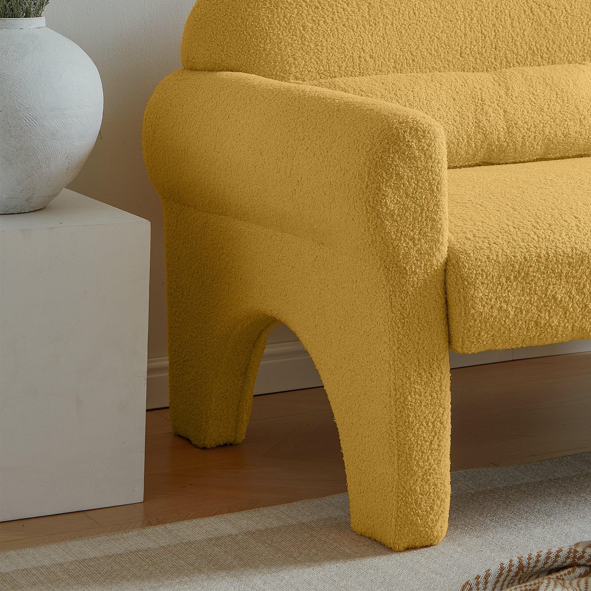 Modern Lambs Wool Fabric Loveseat for Living Room - ParrotUncle