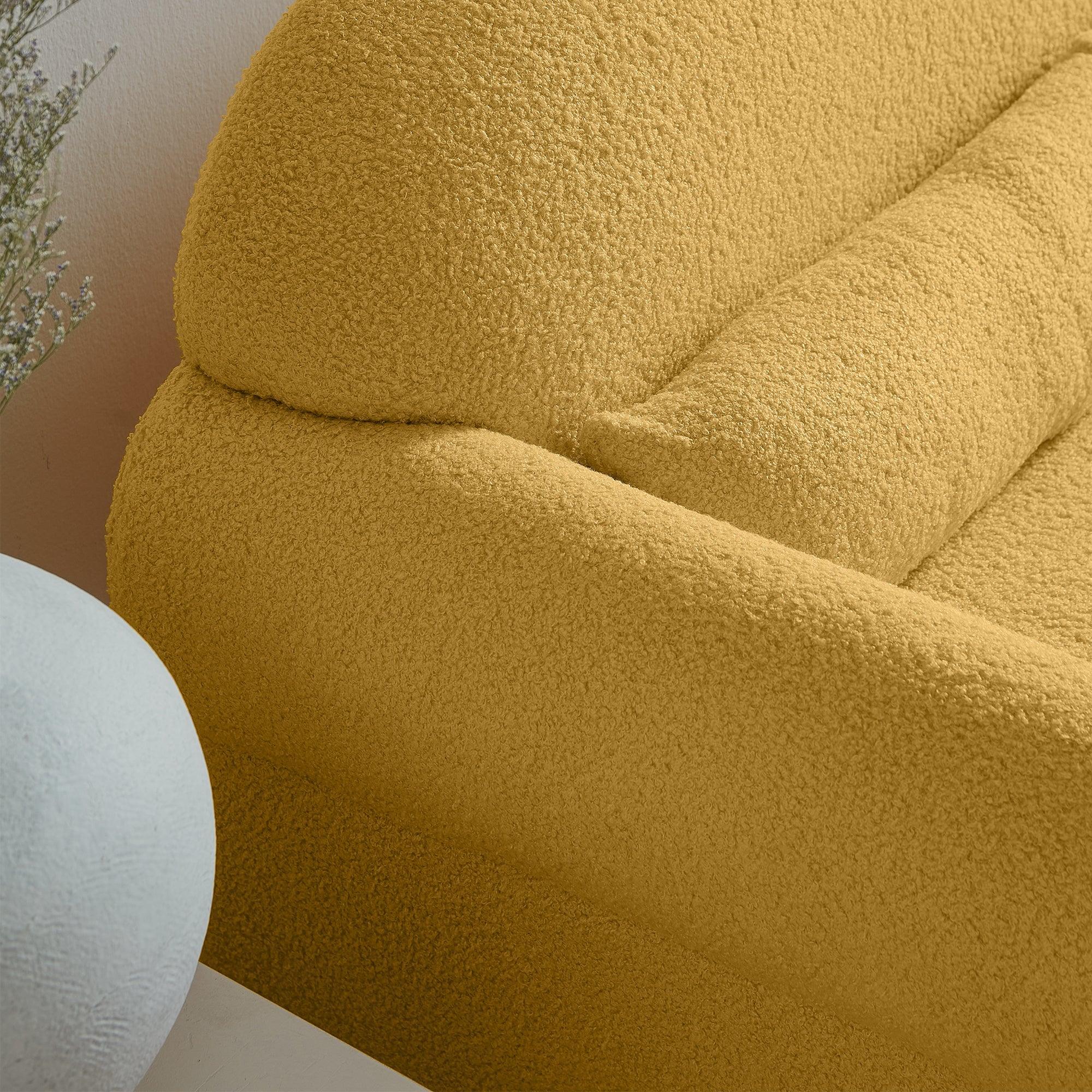 Modern Lambs Wool Fabric Loveseat for Living Room - ParrotUncle