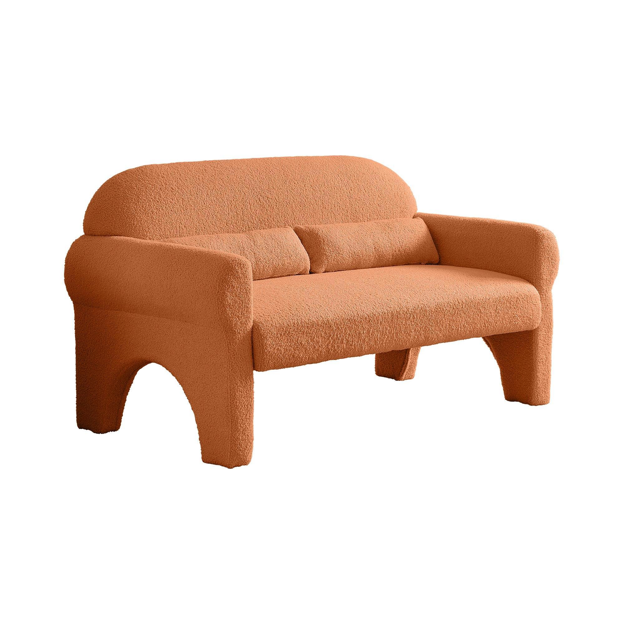 Modern Lambs Wool Fabric Loveseat for Living Room - ParrotUncle