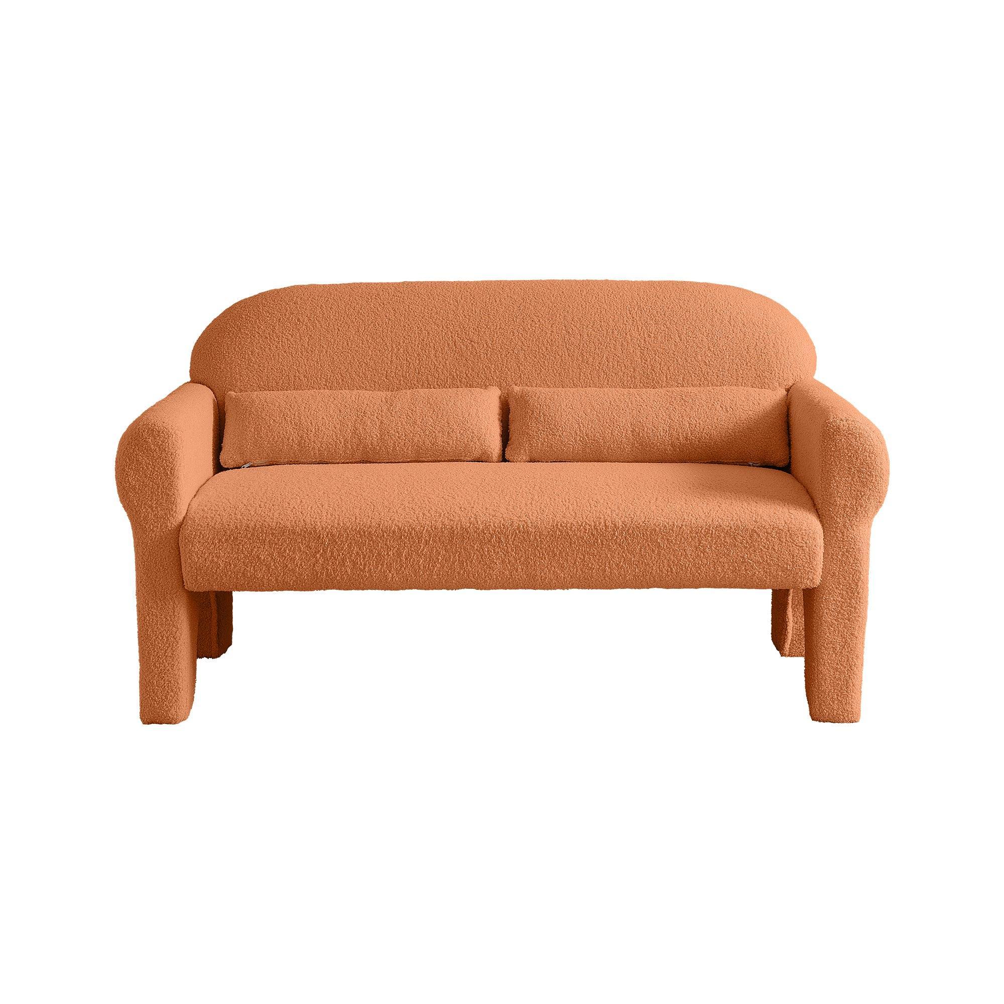 Modern Lambs Wool Fabric Loveseat for Living Room - ParrotUncle
