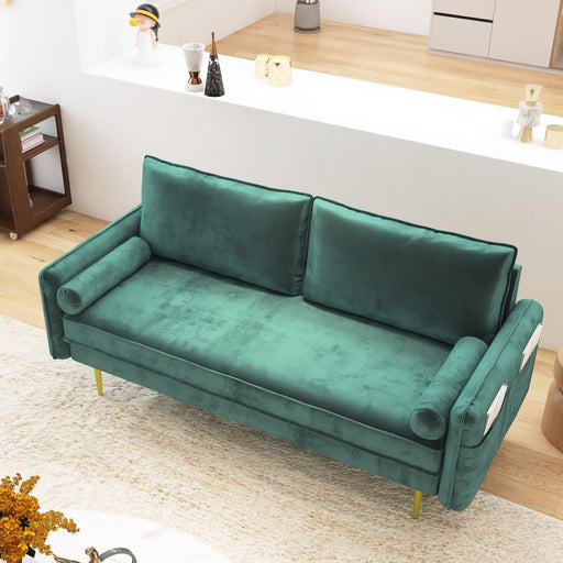 Modern Leisure Velvet Fabric Sofa with Pocket Bench - ParrotUncle