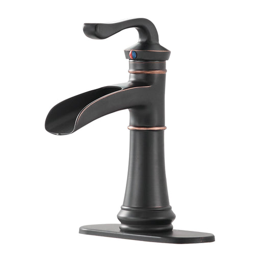 Modern Level Handle Waterfall Bathroom Sink Faucet in Oil Rubbed Bronze - ParrotUncle