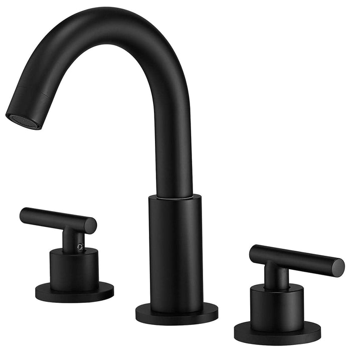 Modern Matte Black 3-holes Double Handle Bathroom Faucet - ParrotUncle