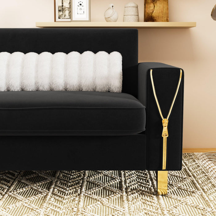 Modern Mid-Century Large Comfortable Velvet Sofa - ParrotUncle