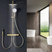 Modern Rainfall Wall Mounted Shower Faucet Fixture Set with Stainless Steel Shower Head and Handheld Shower - ParrotUncle