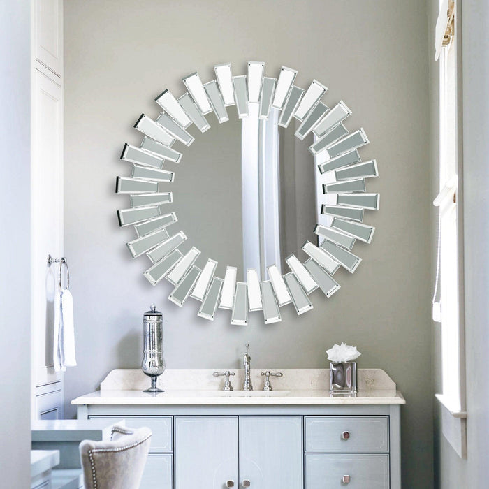 Modern Sunburst Framed Decorative Round Mirror - ParrotUncle