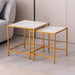 Nesting End/Side Table, Night Stand 2-Piece Set, Square Sintered stone Top with Golden Metal Frame - ParrotUncle