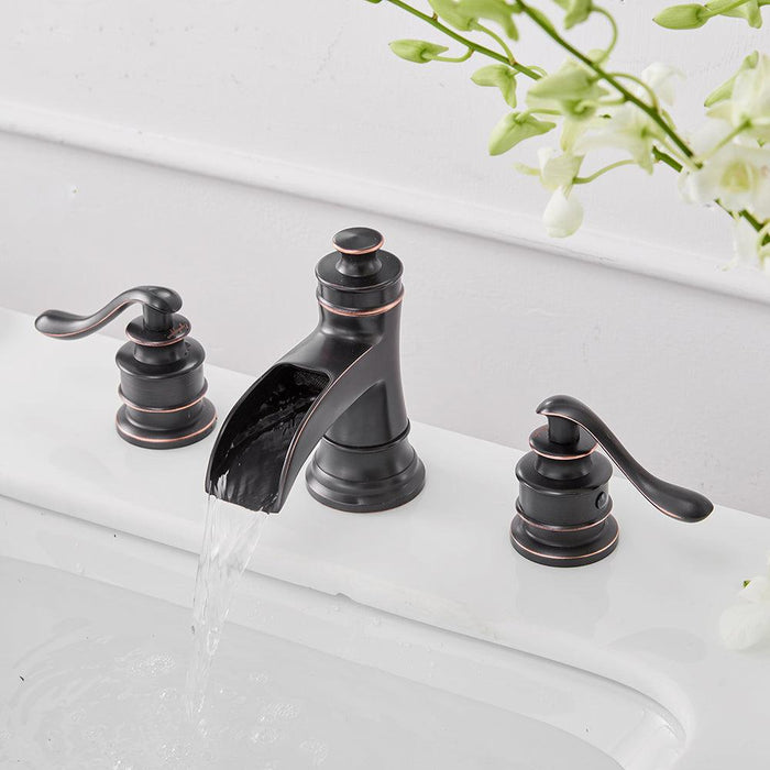 Oil Rubbed Bronze 8 in. Widespread 2-Handle Bathroom Faucet - ParrotUncle